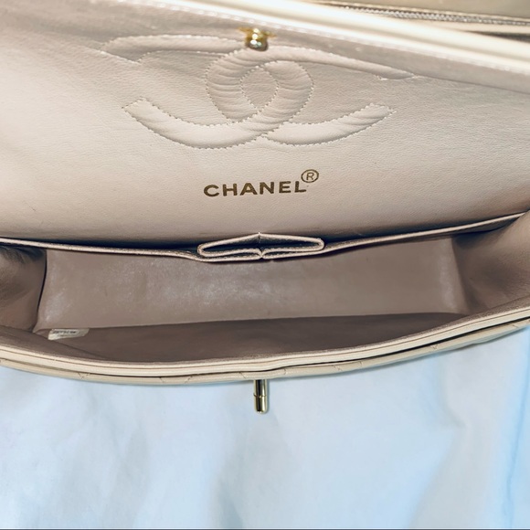 SOLD - Chanel Beige Classic Quilted Medium Double Flap Bag - Picture 11 of 12